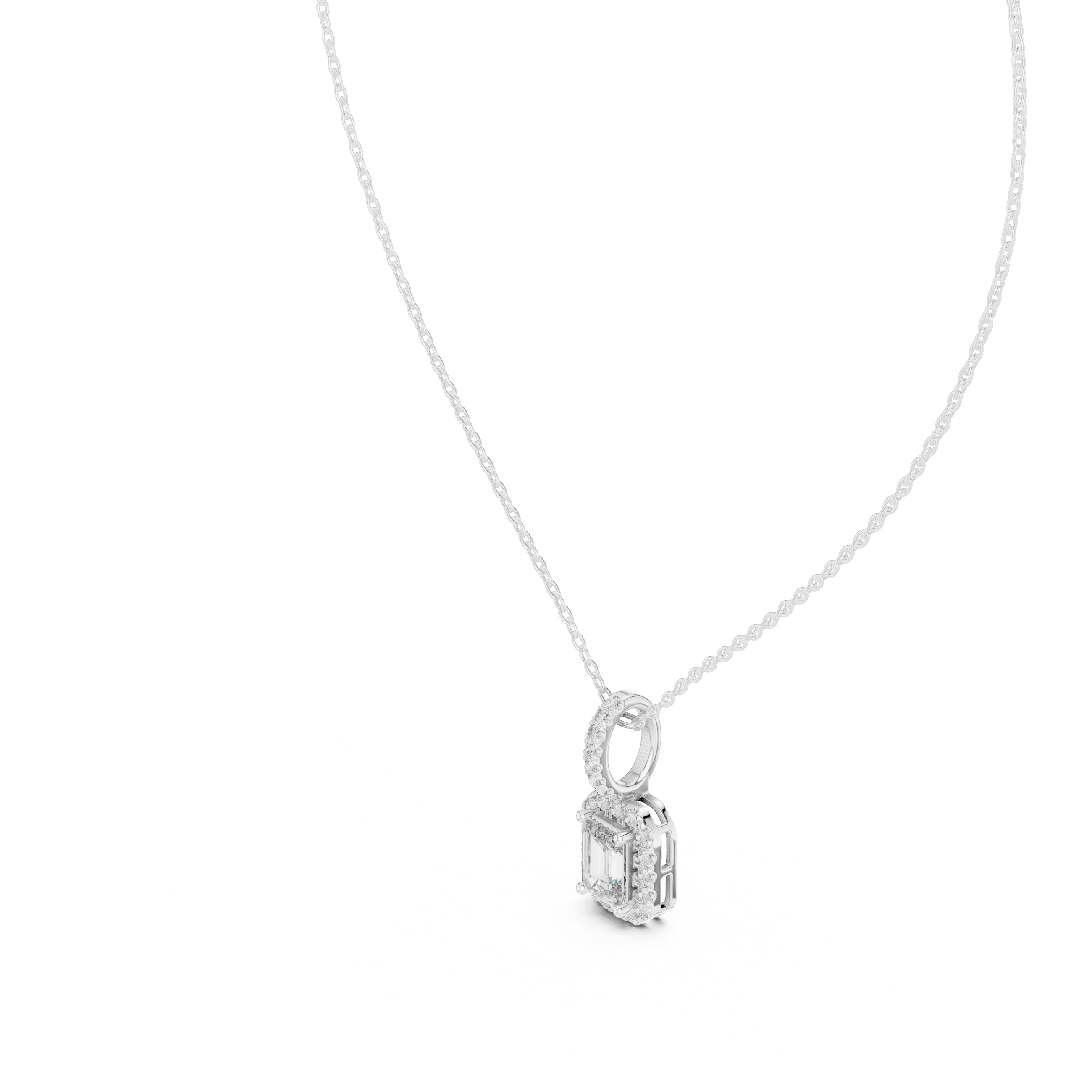 Emerald Halo Diamond Pendant