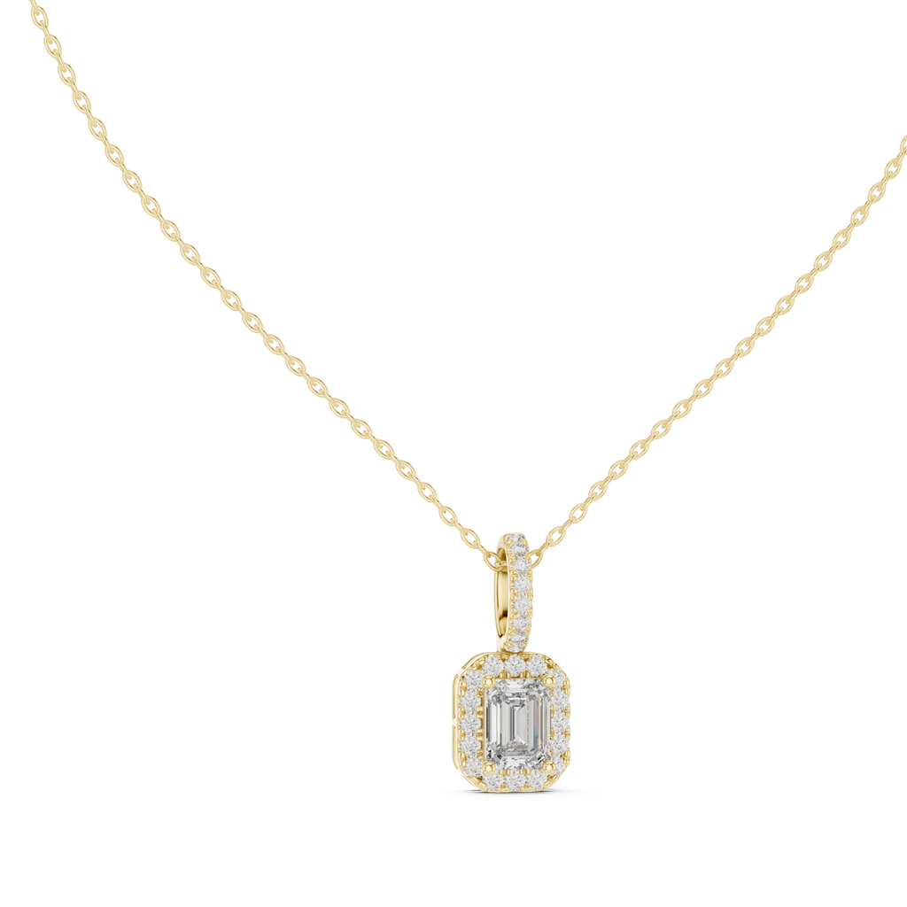Emerald Halo Diamond Pendant