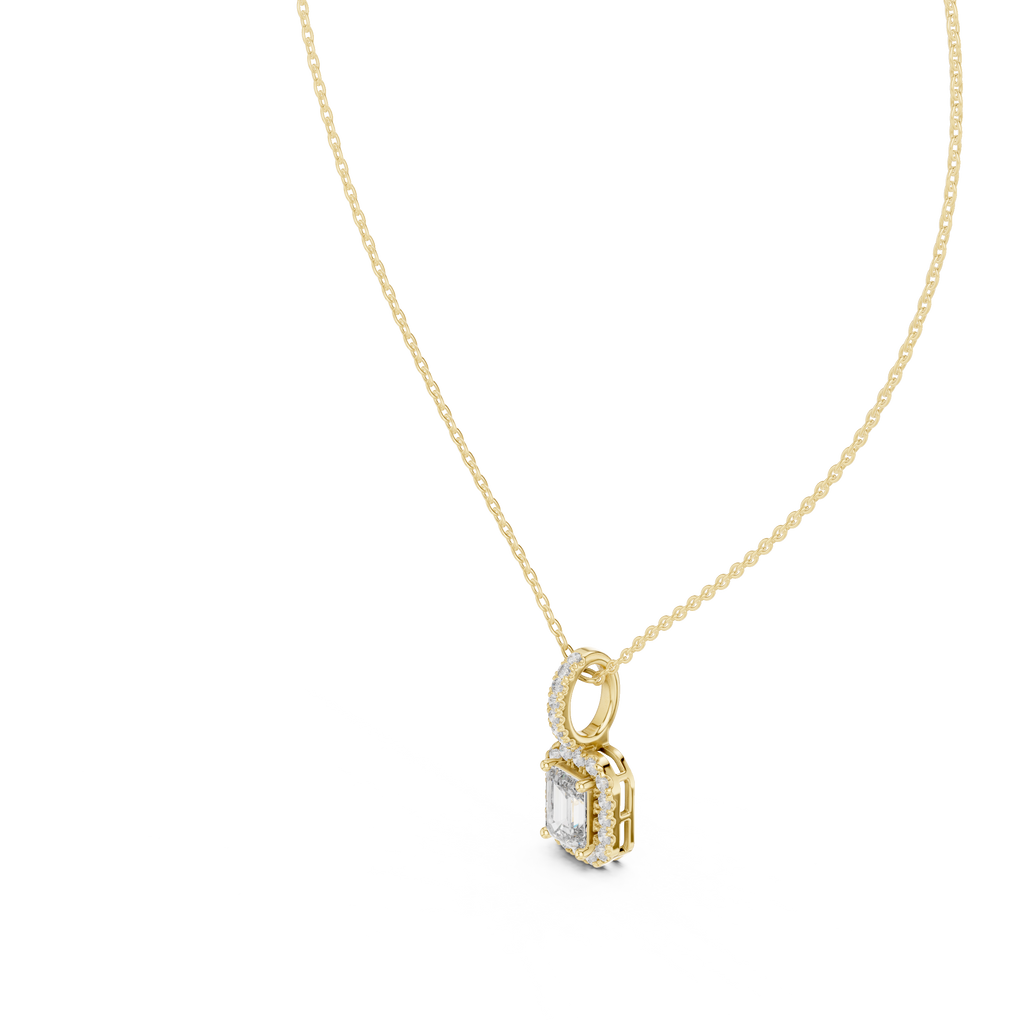 Emerald Halo Diamond Pendant