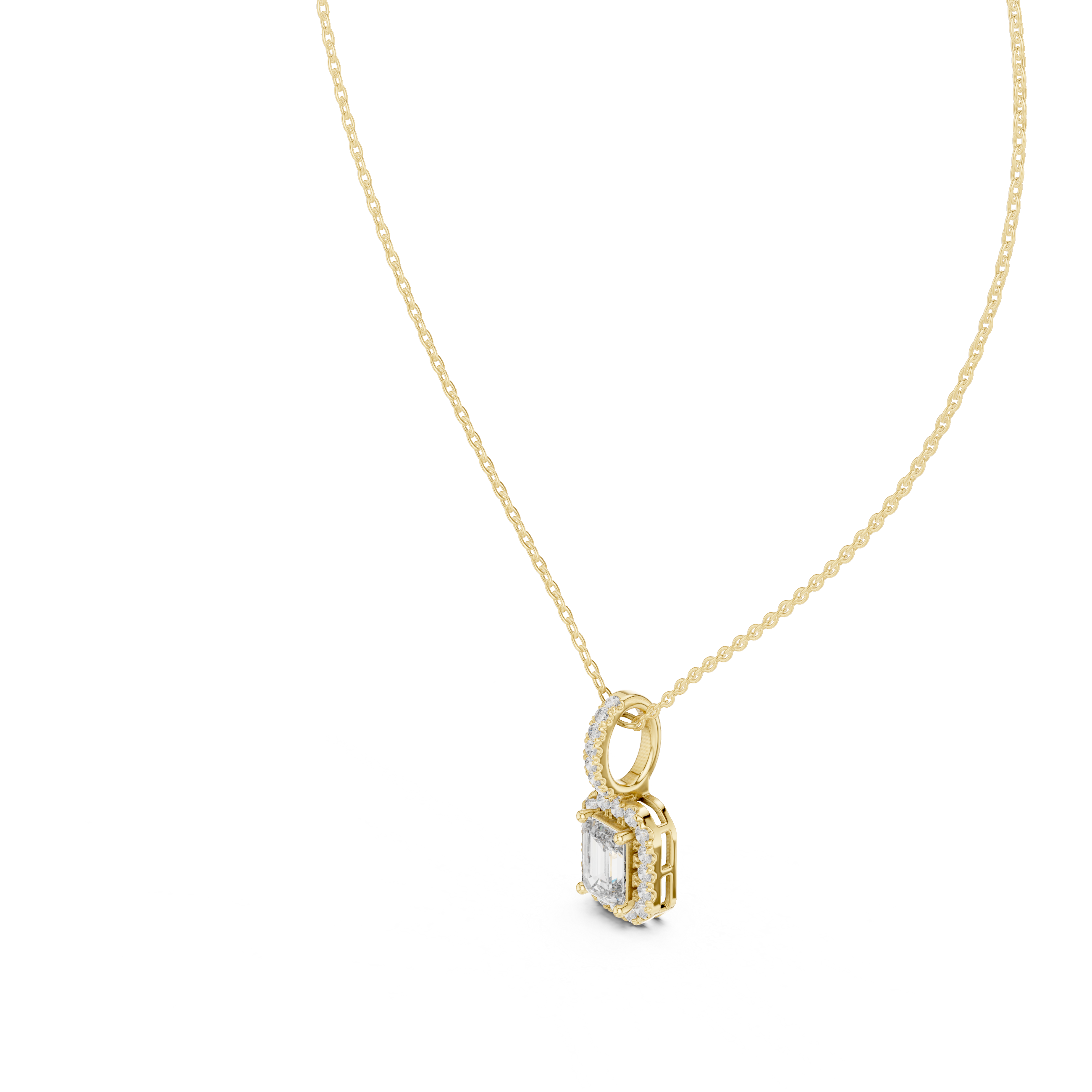 Emerald Halo Diamond Pendant