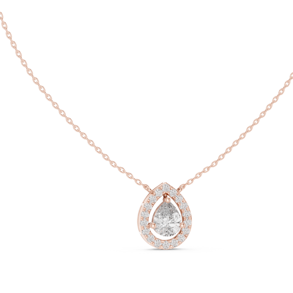 Pear Halo Diamond Pendant Necklace
