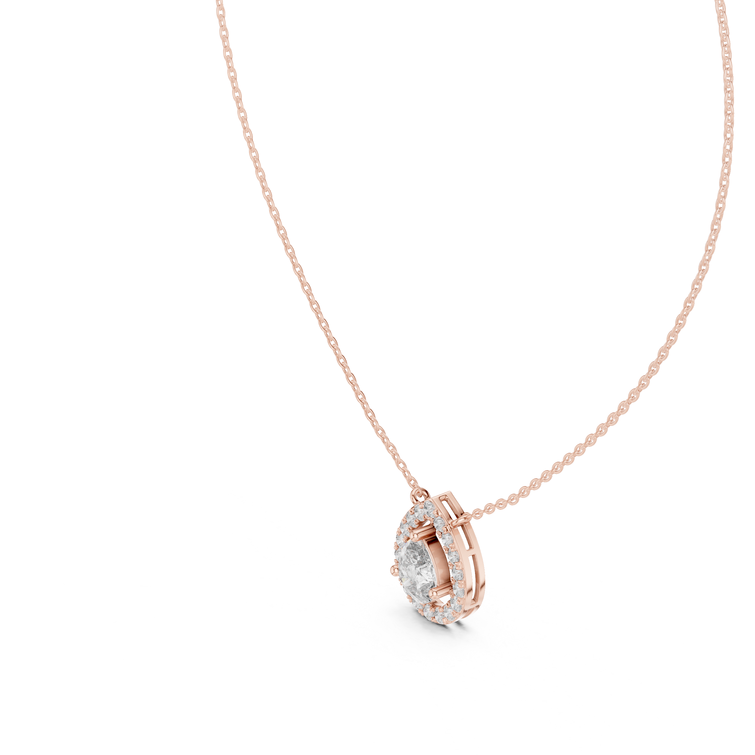 Pear Halo Diamond Pendant Necklace