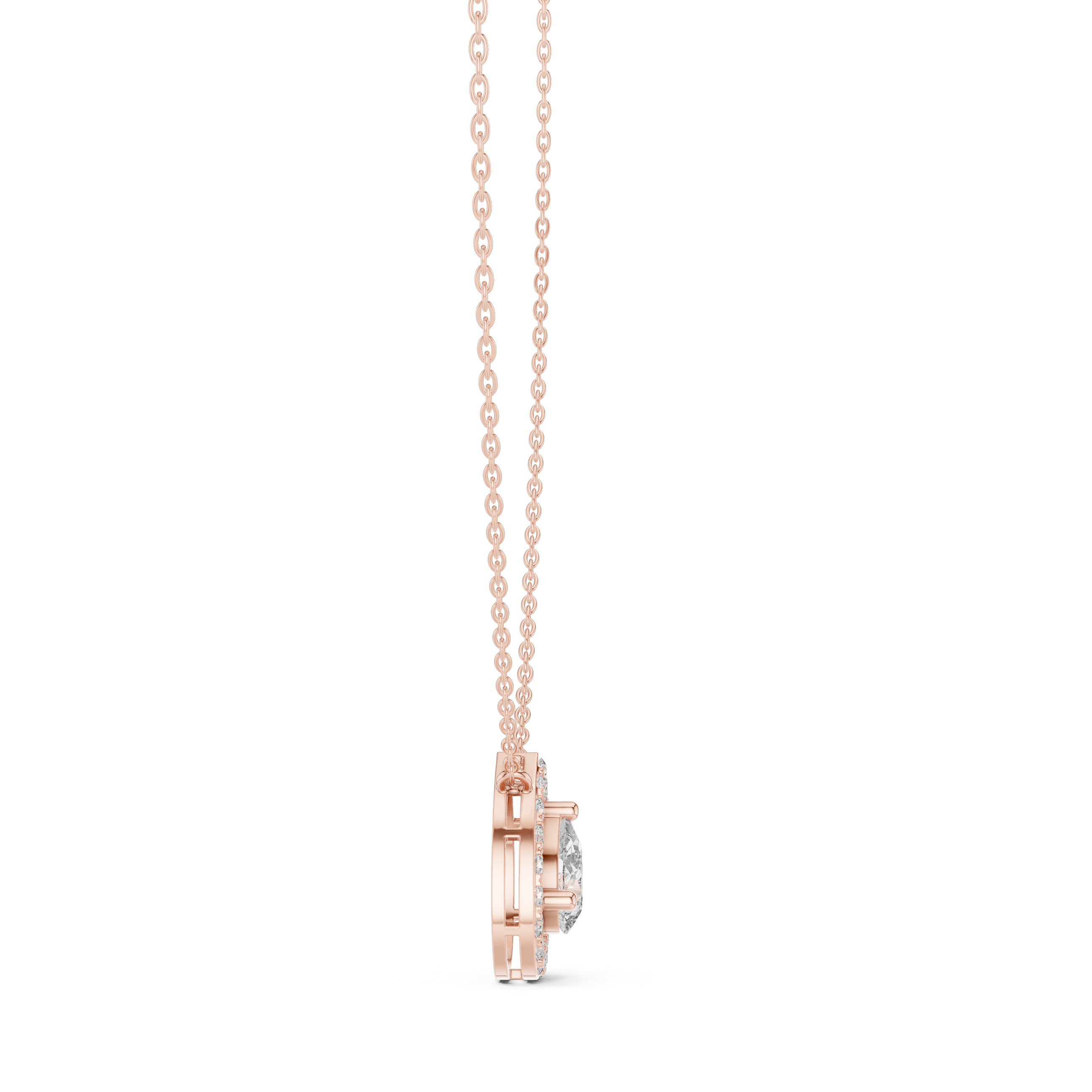 Pear Halo Diamond Pendant Necklace