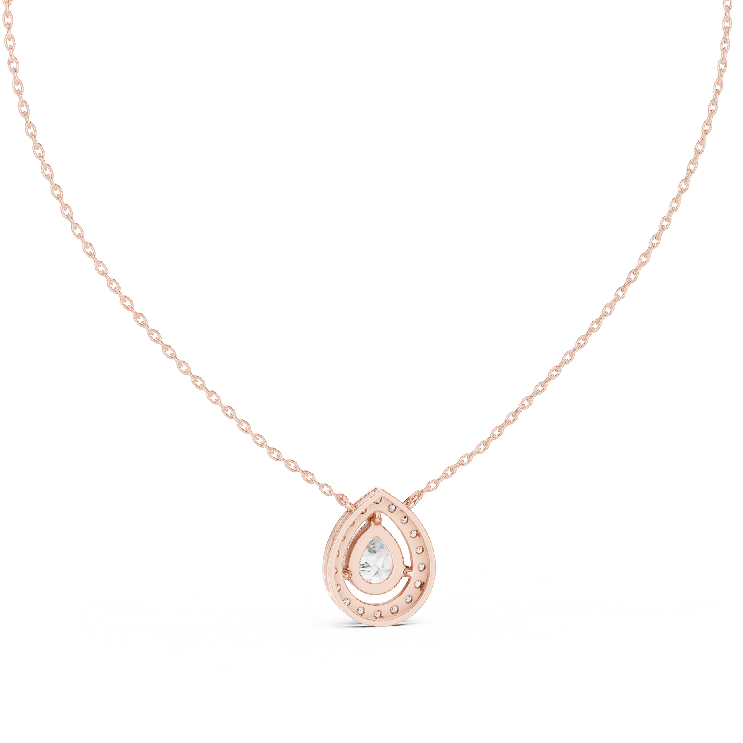 Pear Halo Diamond Pendant Necklace