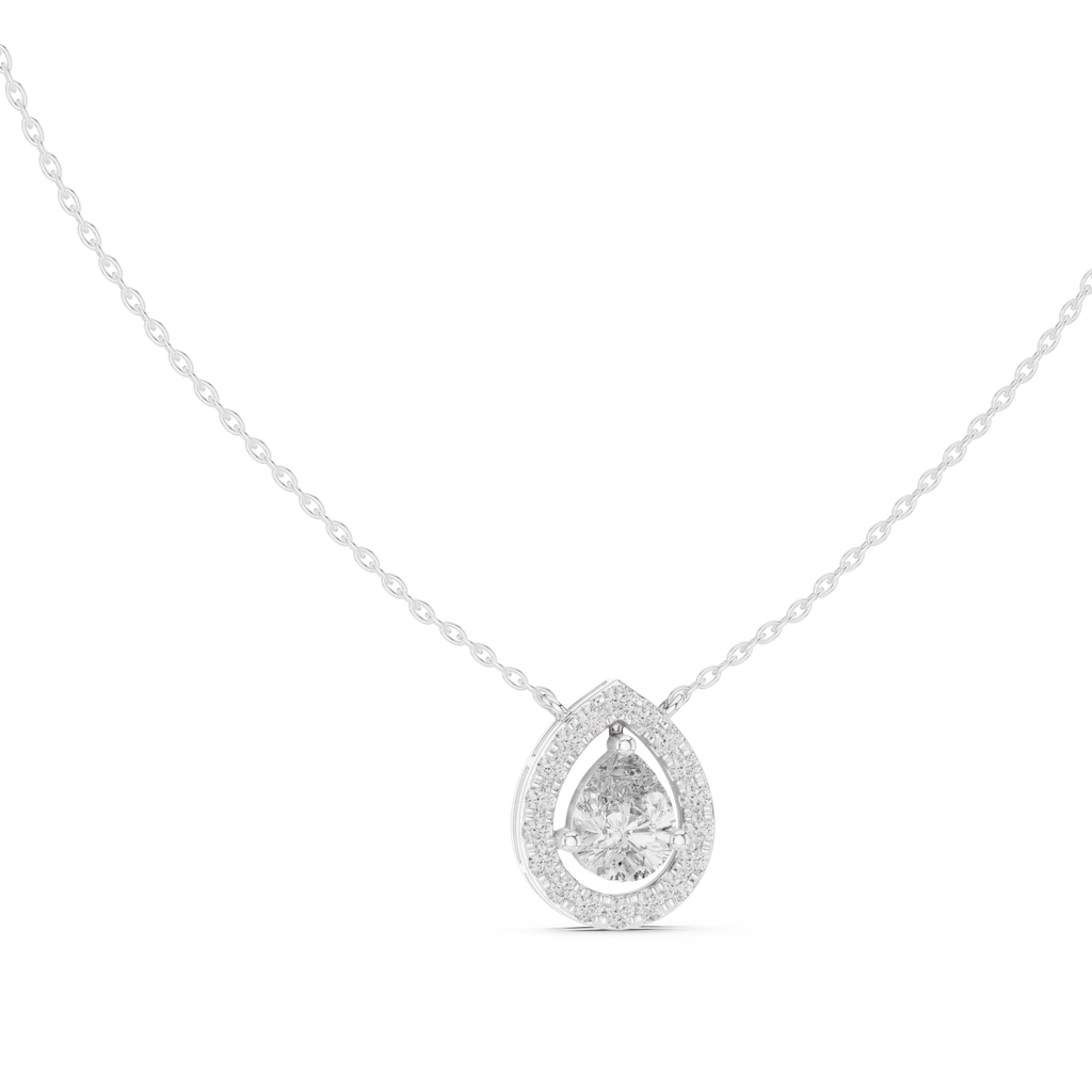 Pear Halo Diamond Pendant Necklace
