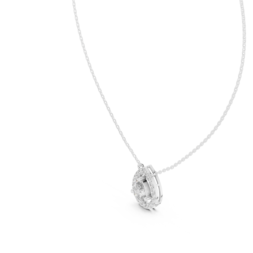 Pear Halo Diamond Pendant Necklace