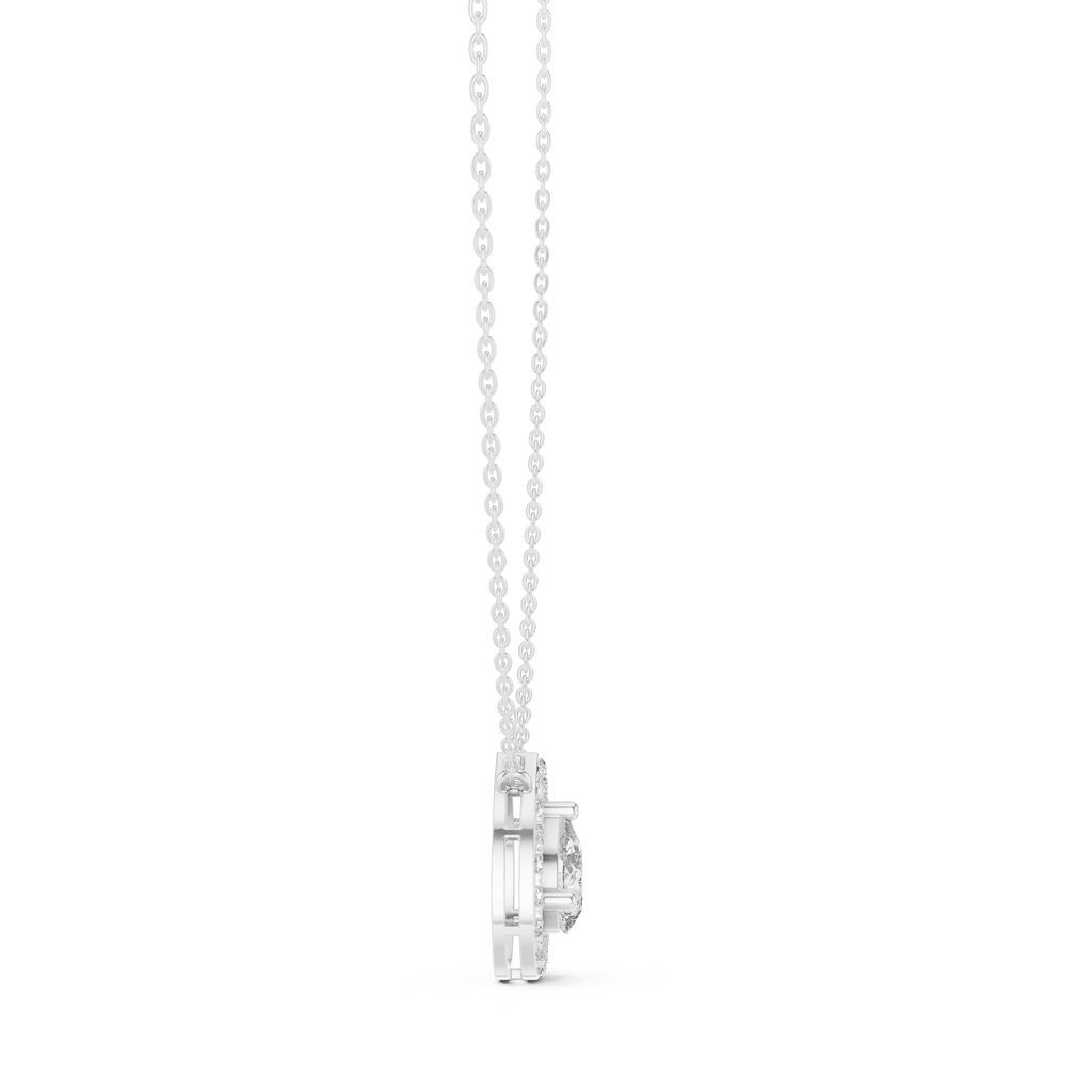 Pear Halo Diamond Pendant Necklace