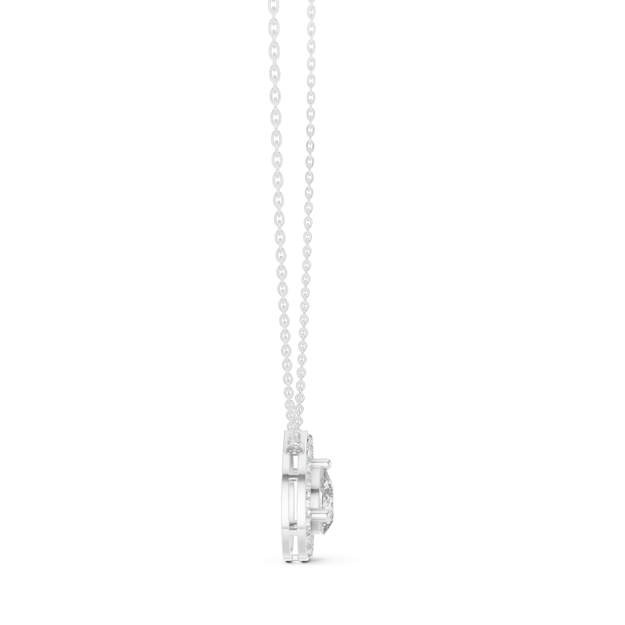 Pear Halo Diamond Pendant Necklace