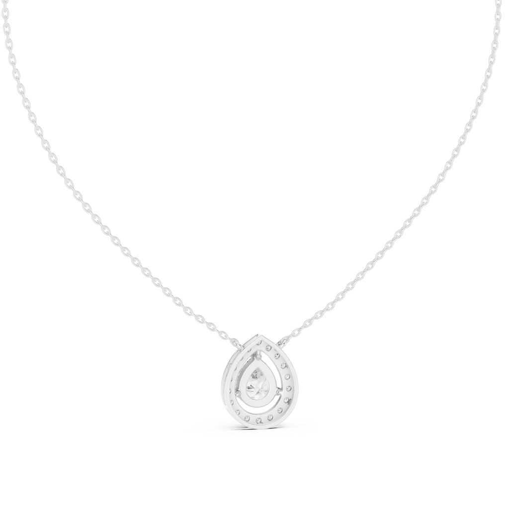 Pear Halo Diamond Pendant Necklace