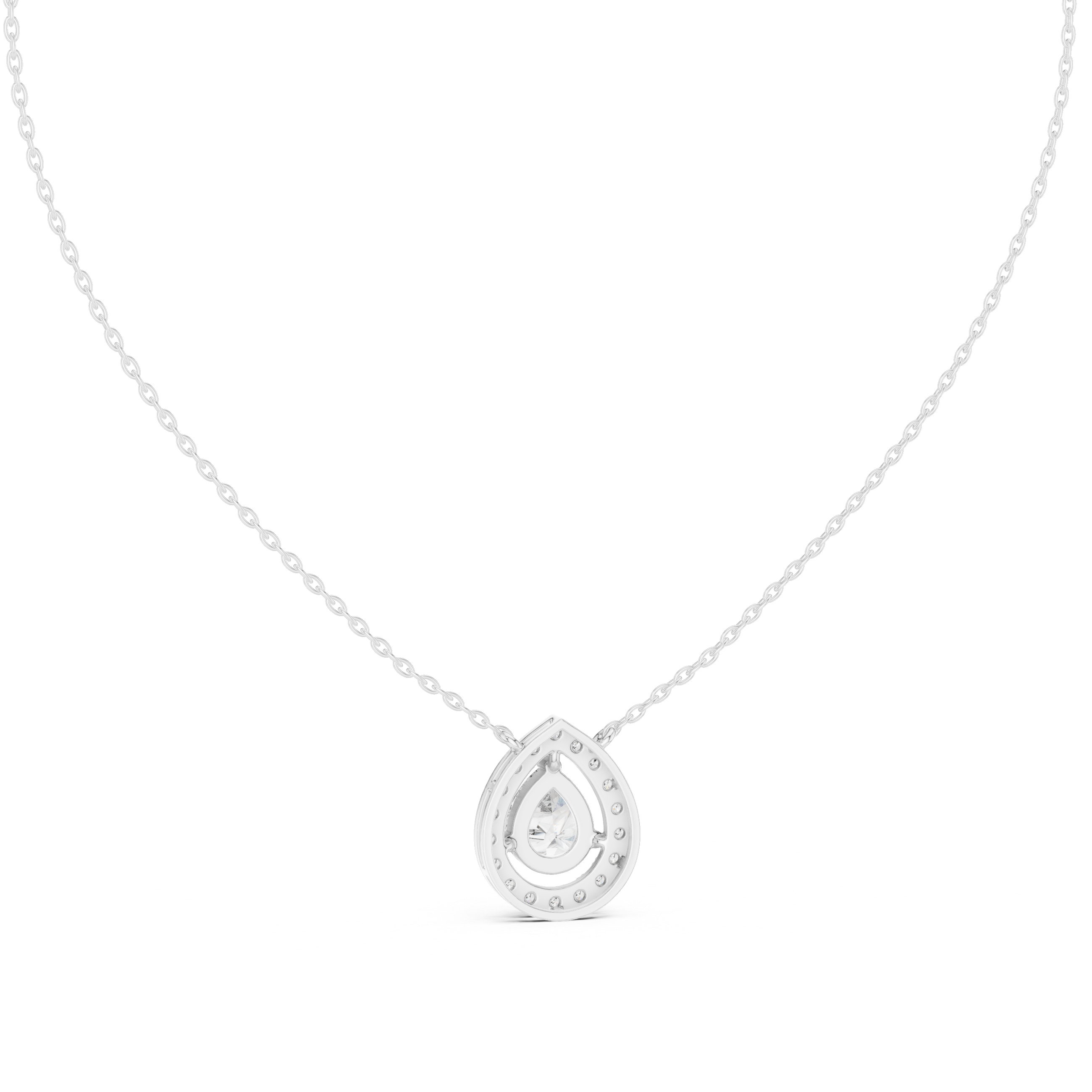 Pear Halo Diamond Pendant Necklace
