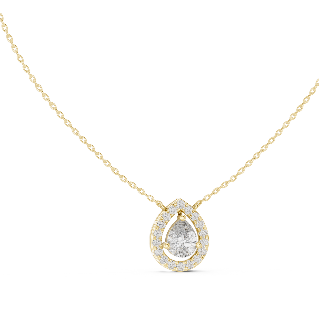 Pear Halo Diamond Pendant Necklace