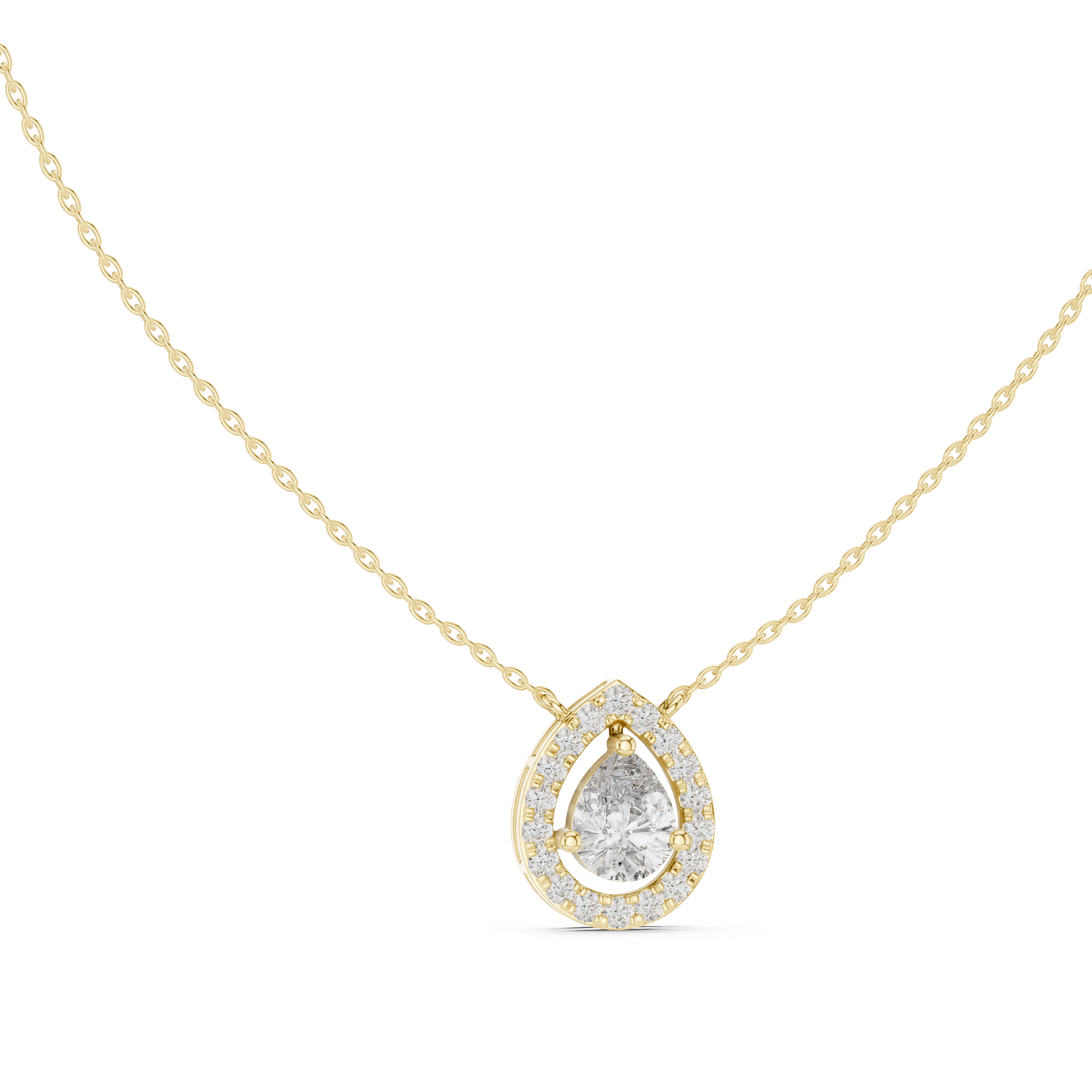 Pear Halo Diamond Pendant Necklace