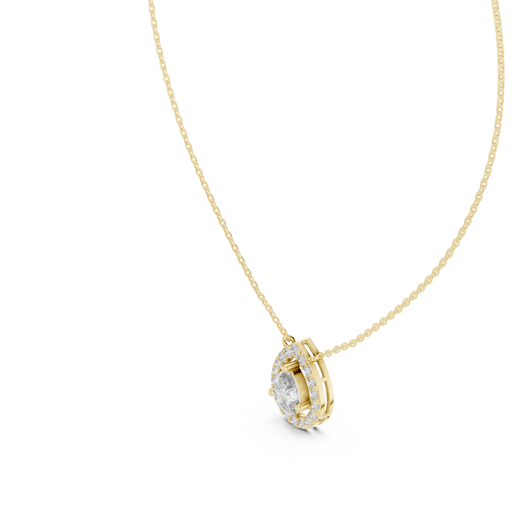 Pear Halo Diamond Pendant Necklace