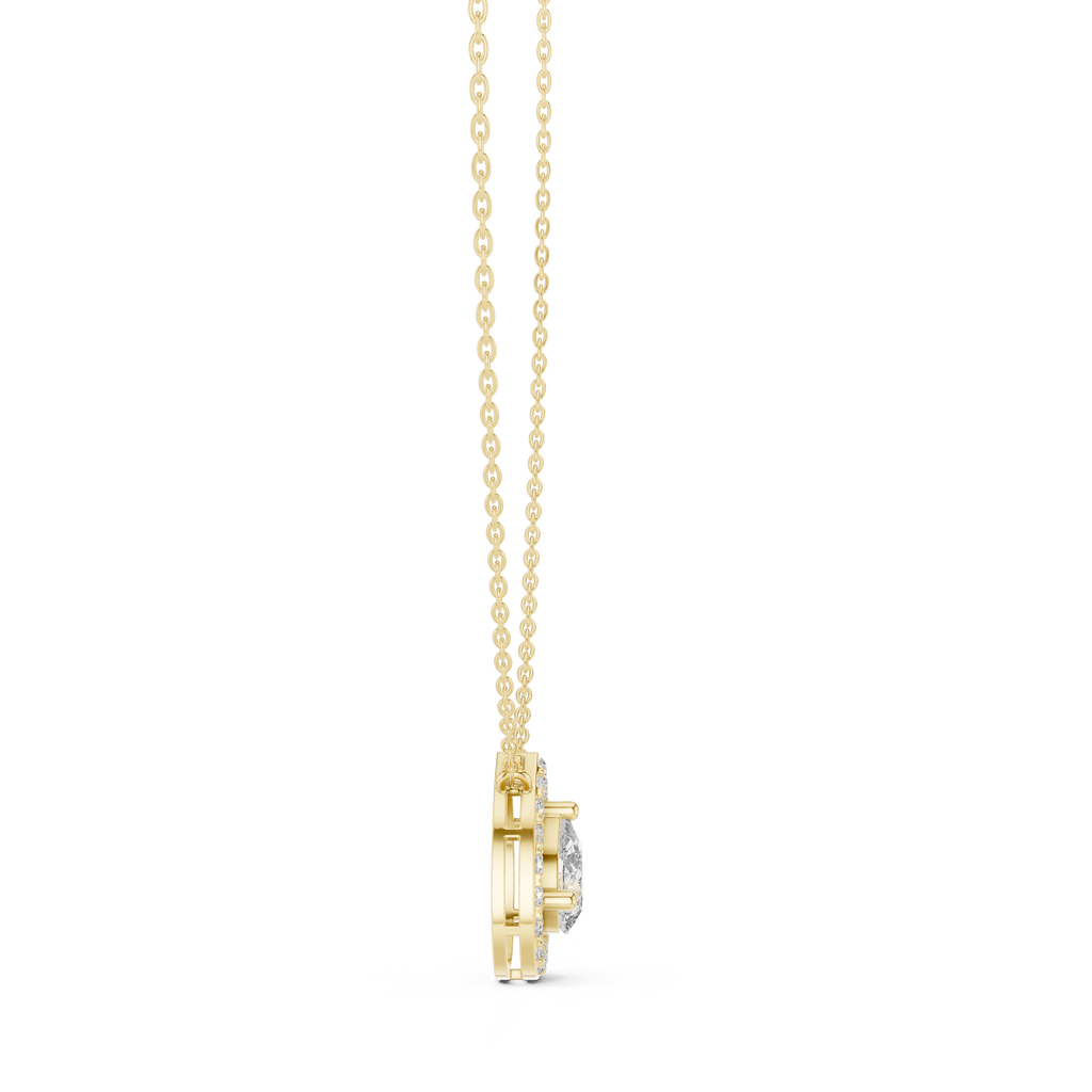 Pear Halo Diamond Pendant Necklace
