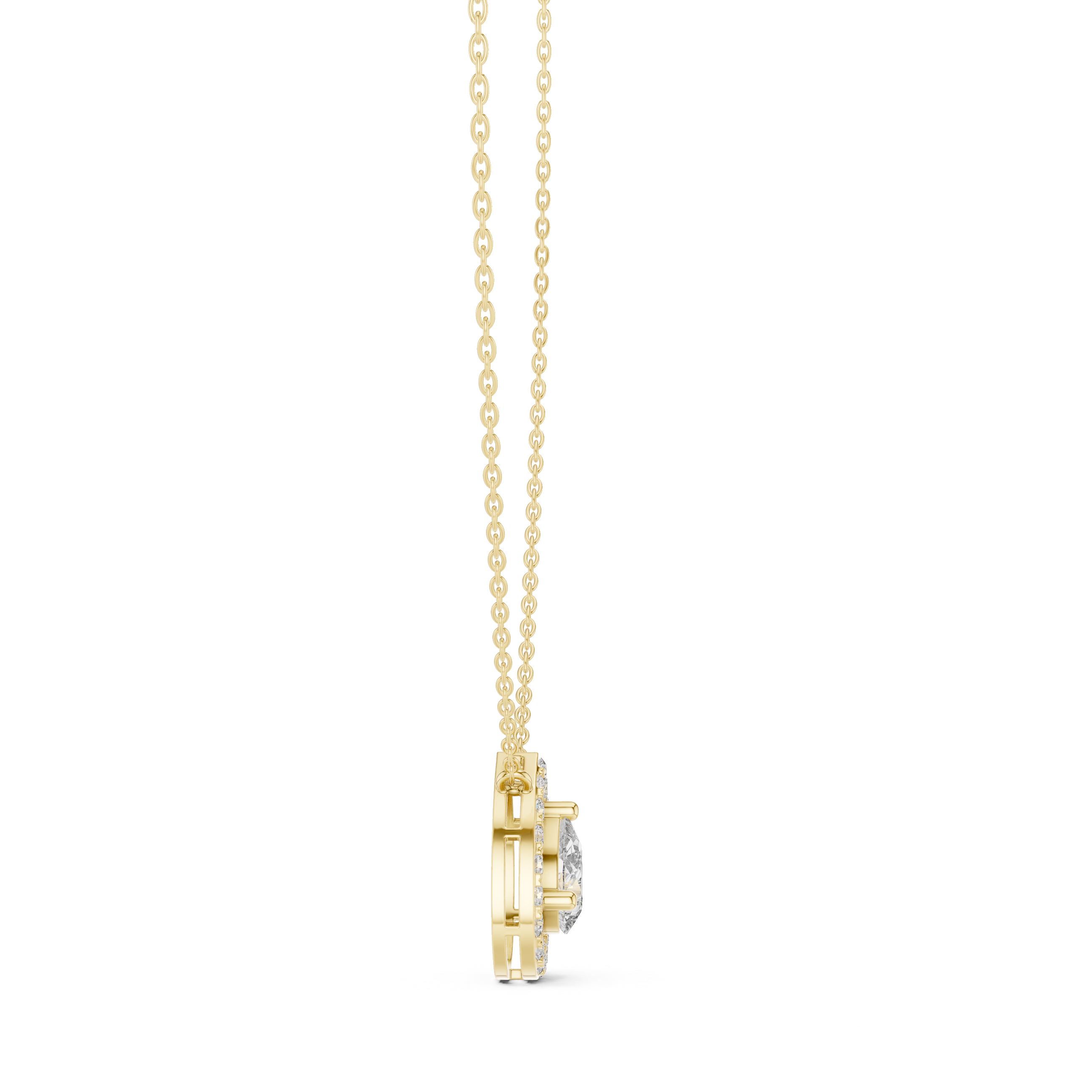 Pear Halo Diamond Pendant Necklace