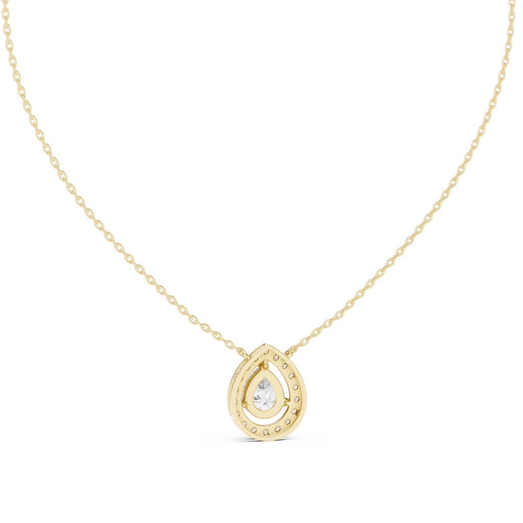 Pear Halo Diamond Pendant Necklace