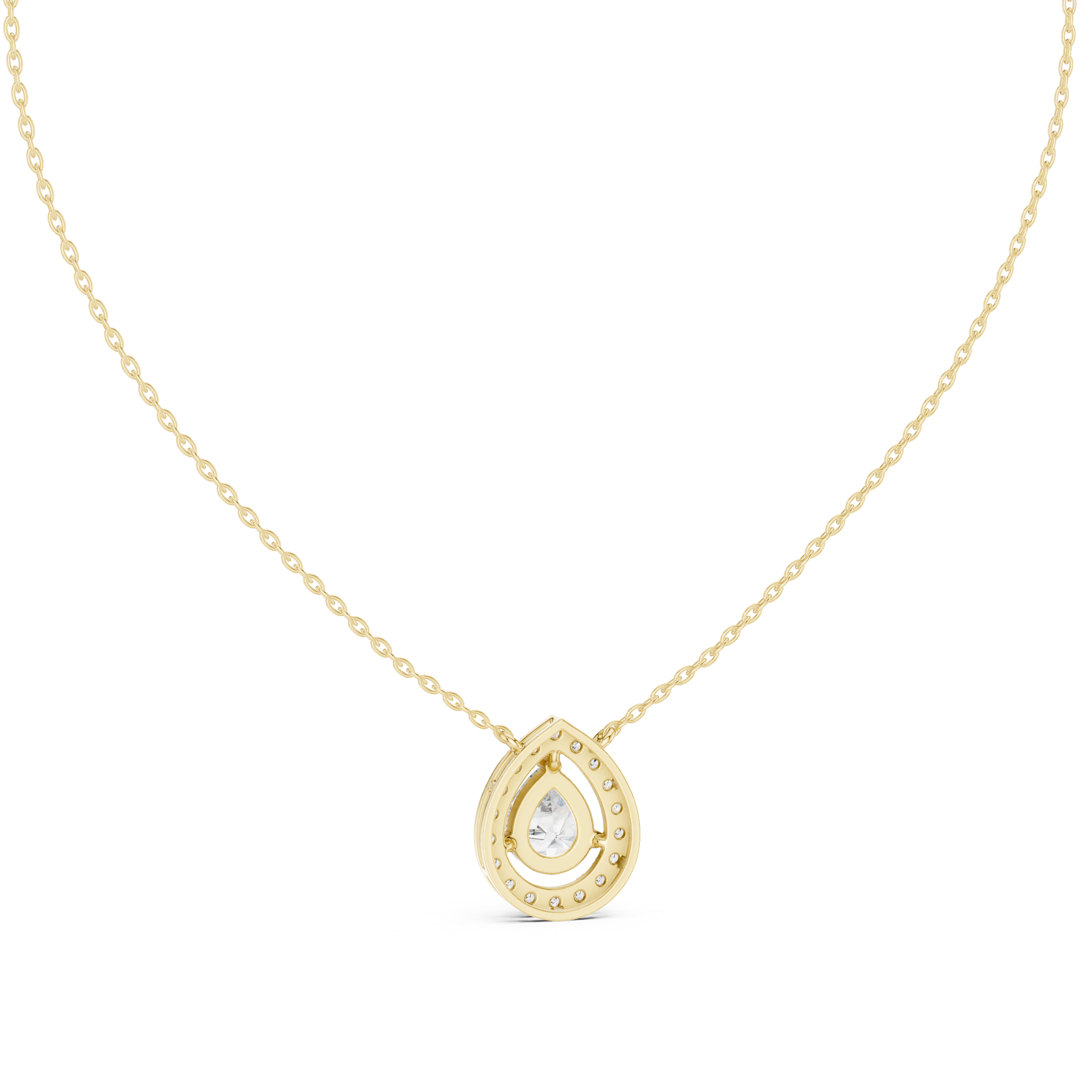 Pear Halo Diamond Pendant Necklace