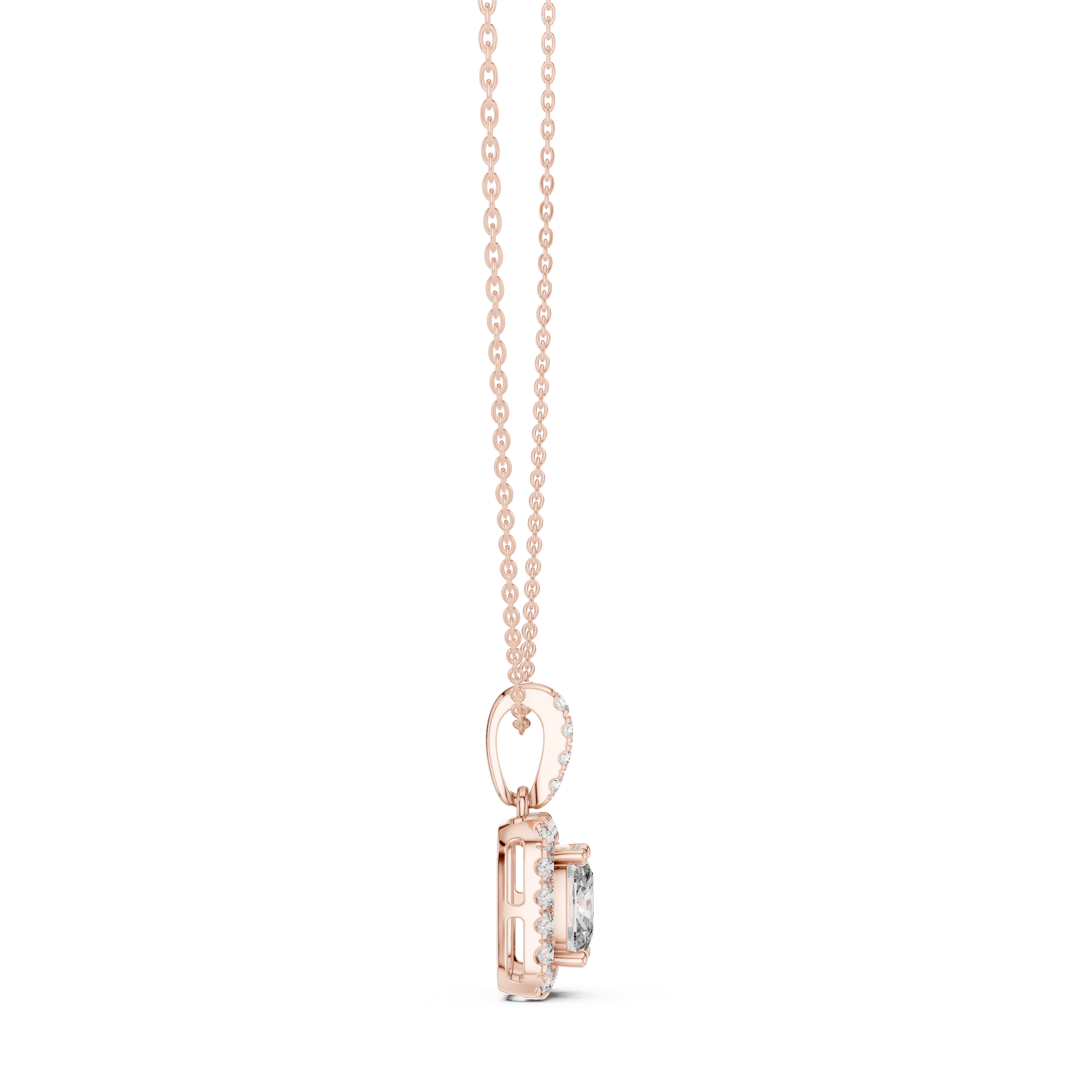 Lab Grown Cushion Diamond Halo Pendant Necklace
