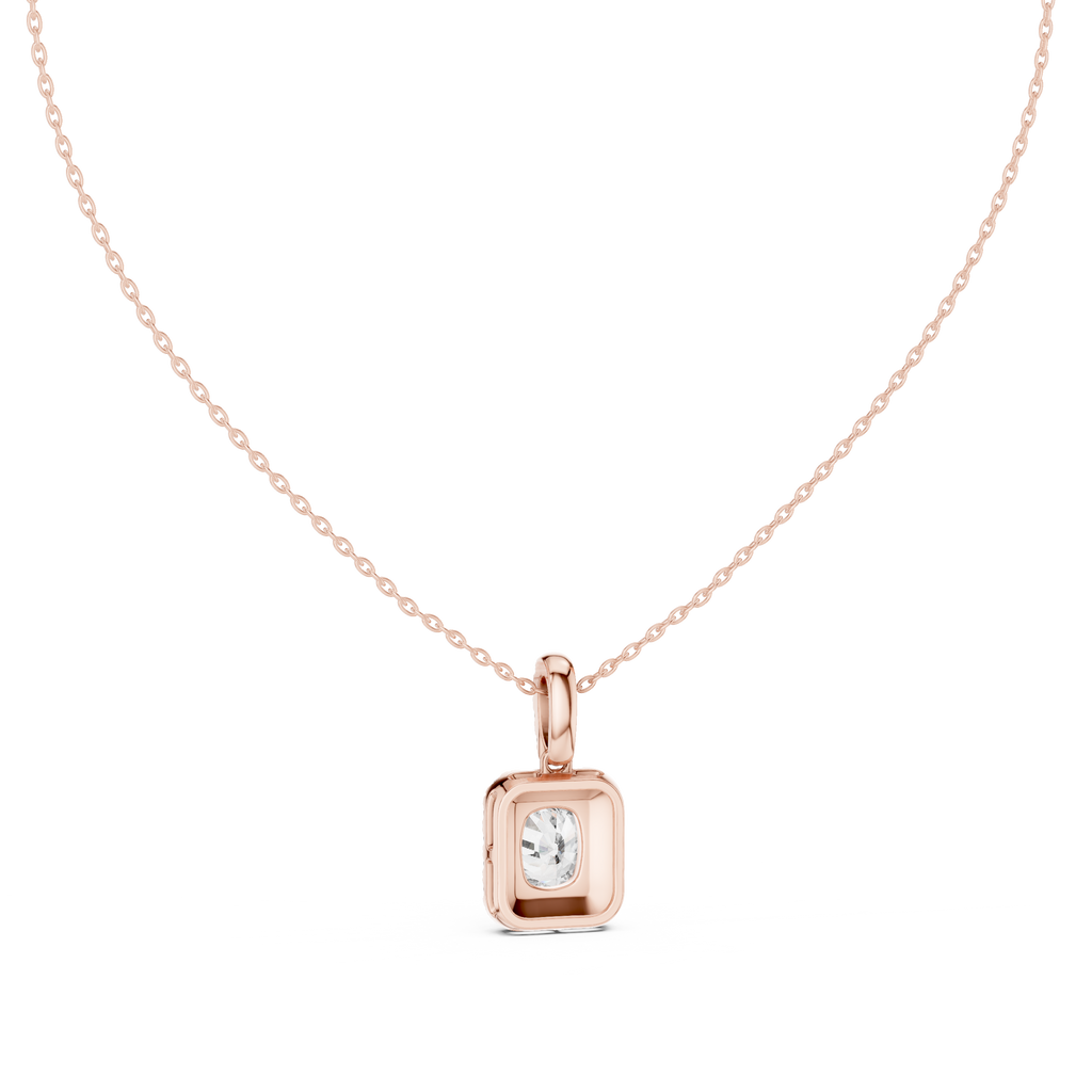 Lab Grown Cushion Diamond Halo Pendant Necklace
