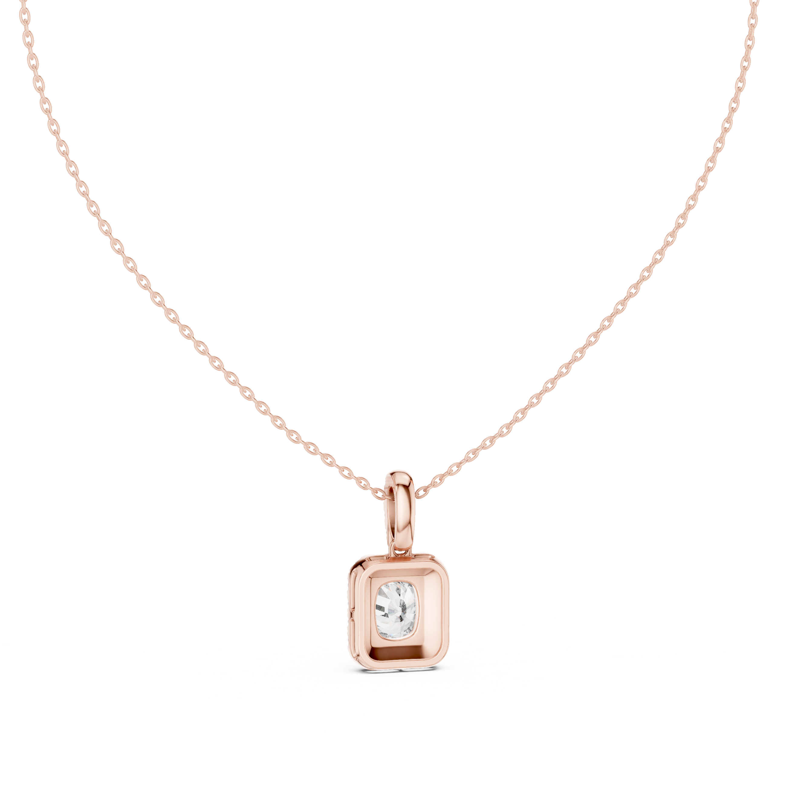 Lab Grown Cushion Diamond Halo Pendant Necklace