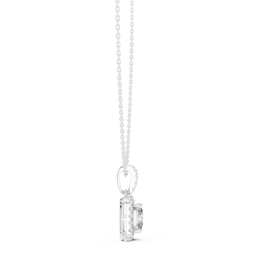 Lab Grown Cushion Diamond Halo Pendant Necklace