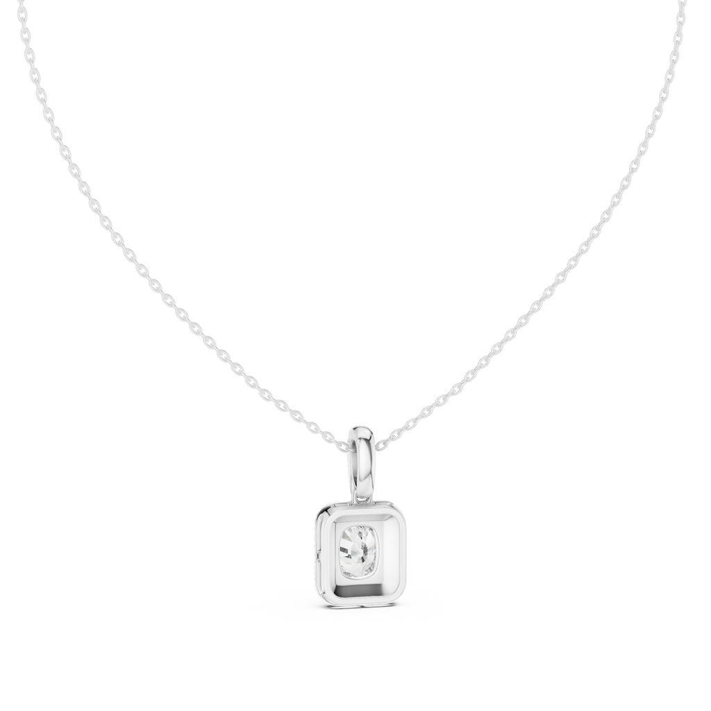Lab Grown Cushion Diamond Halo Pendant Necklace