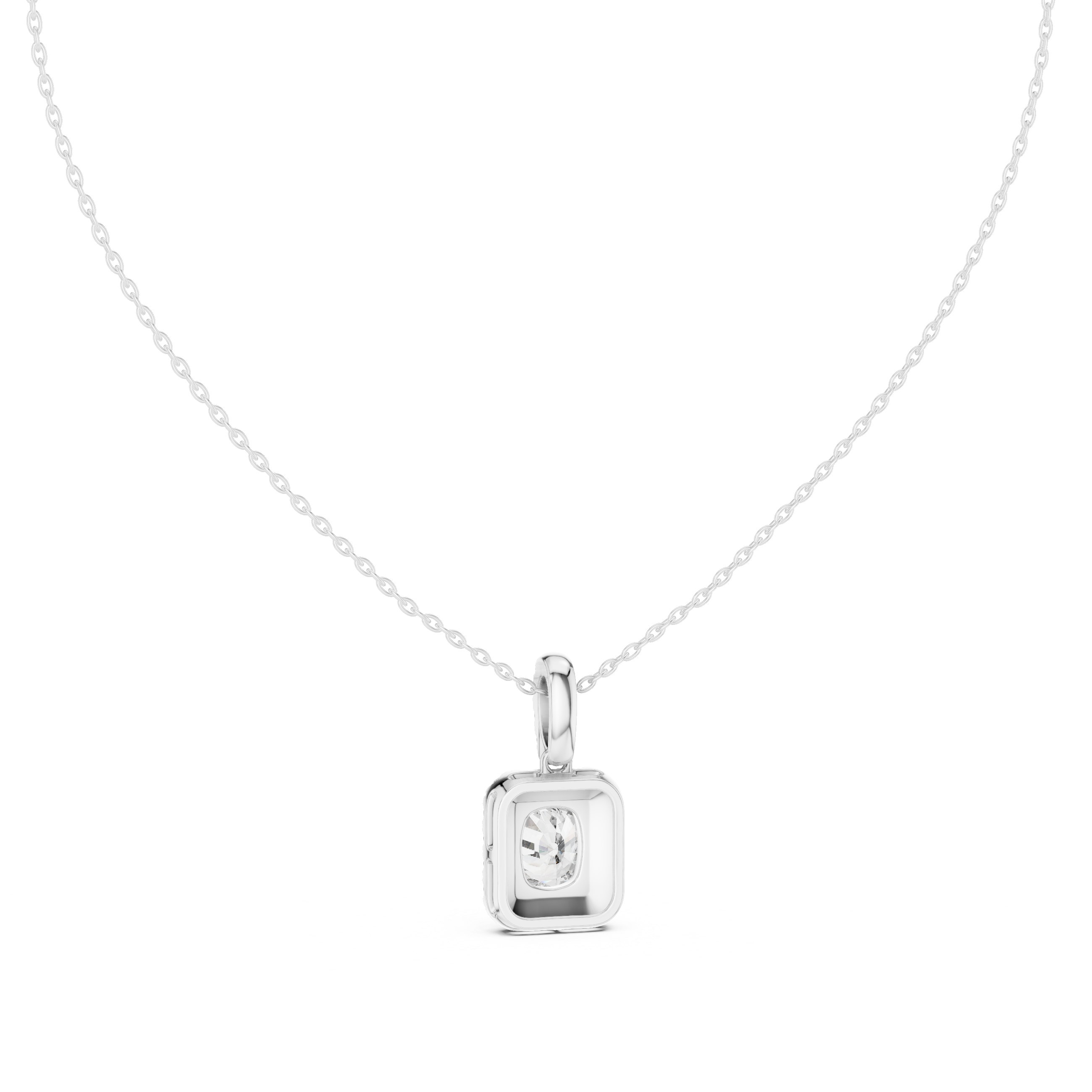Lab Grown Cushion Diamond Halo Pendant Necklace