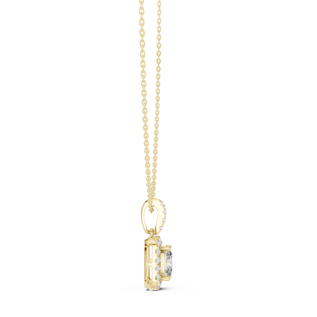Lab Grown Cushion Diamond Halo Pendant Necklace