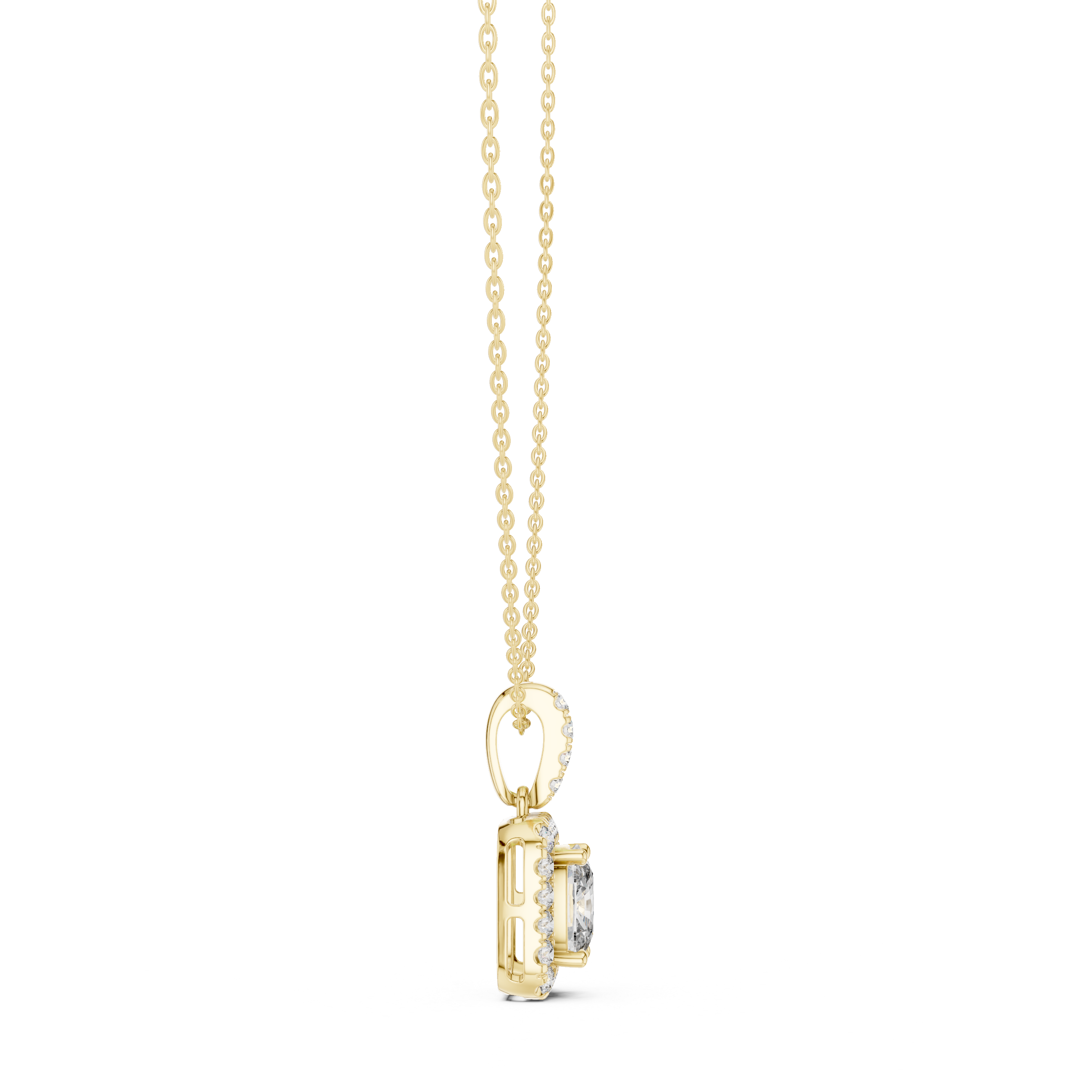 Lab Grown Cushion Diamond Halo Pendant Necklace