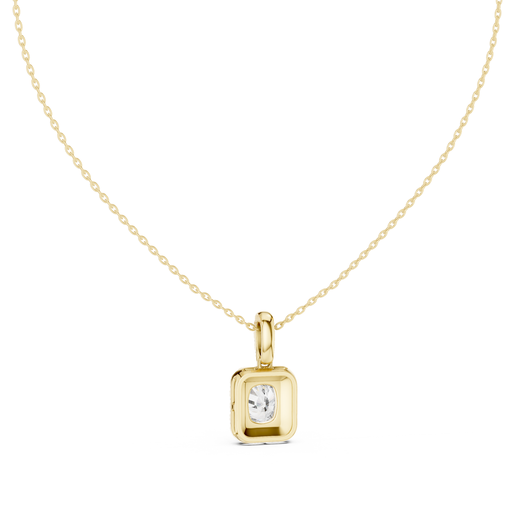 Lab Grown Cushion Diamond Halo Pendant Necklace