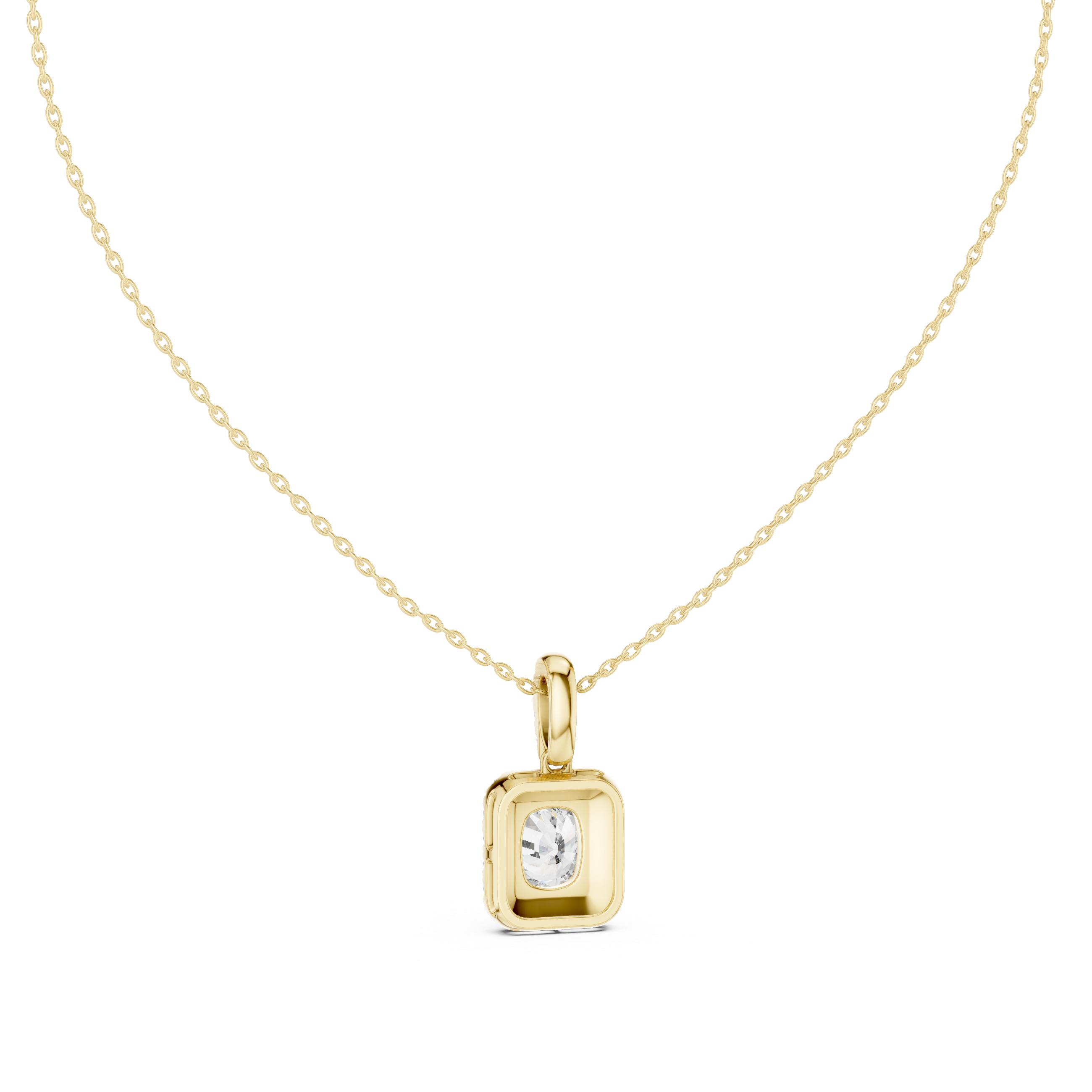 Lab Grown Cushion Diamond Halo Pendant Necklace