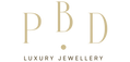 PBD Luxury Jewellery brand logo featuring gold serif initials and a minimalist dot design on a black background