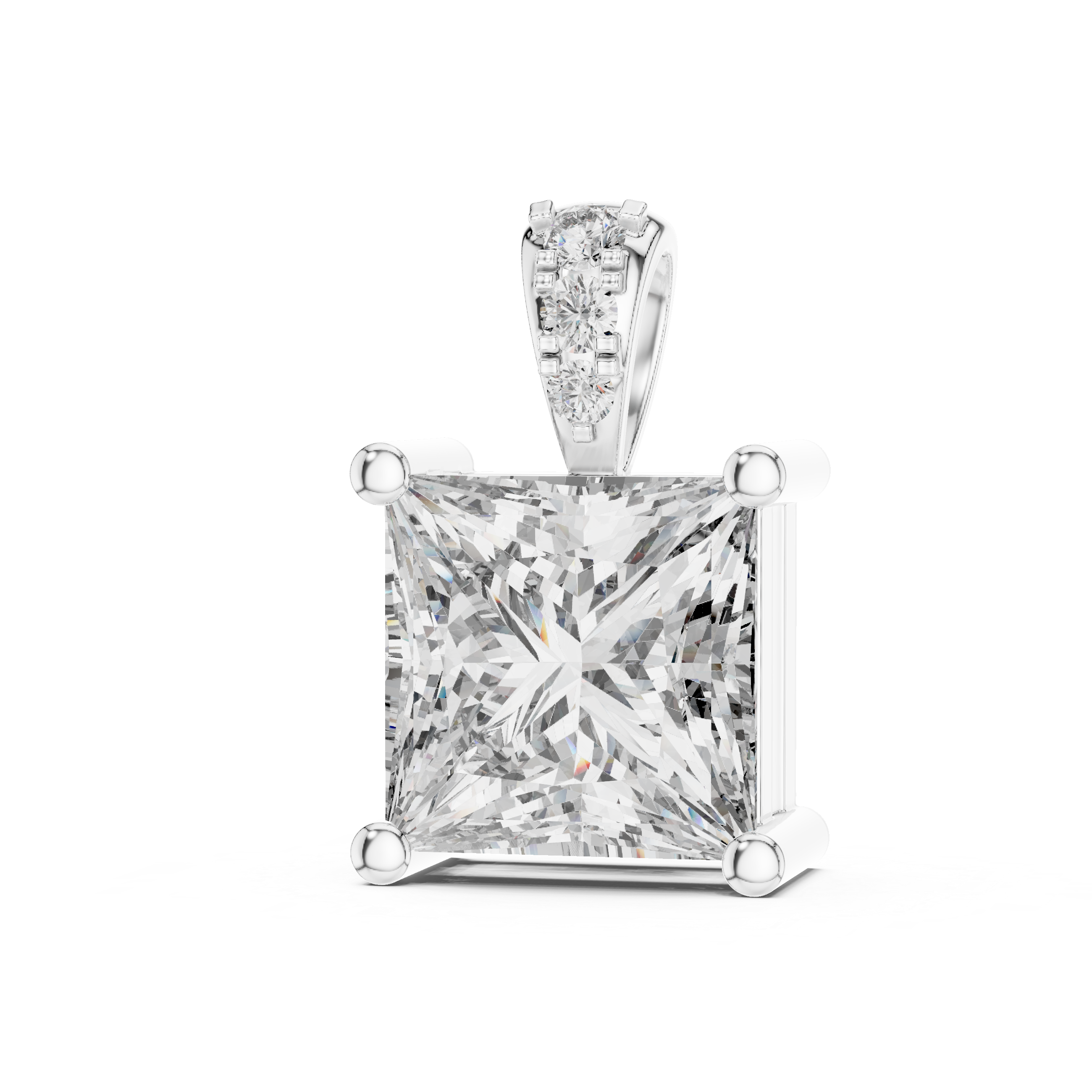 Princess Cut Solitaire Diamond Pendant