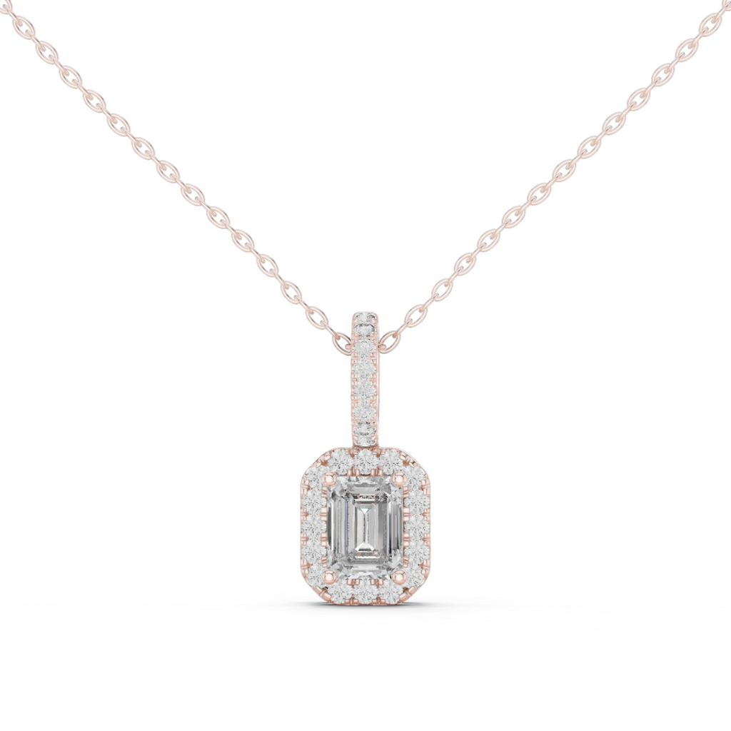 Emerald Halo Diamond Pendant