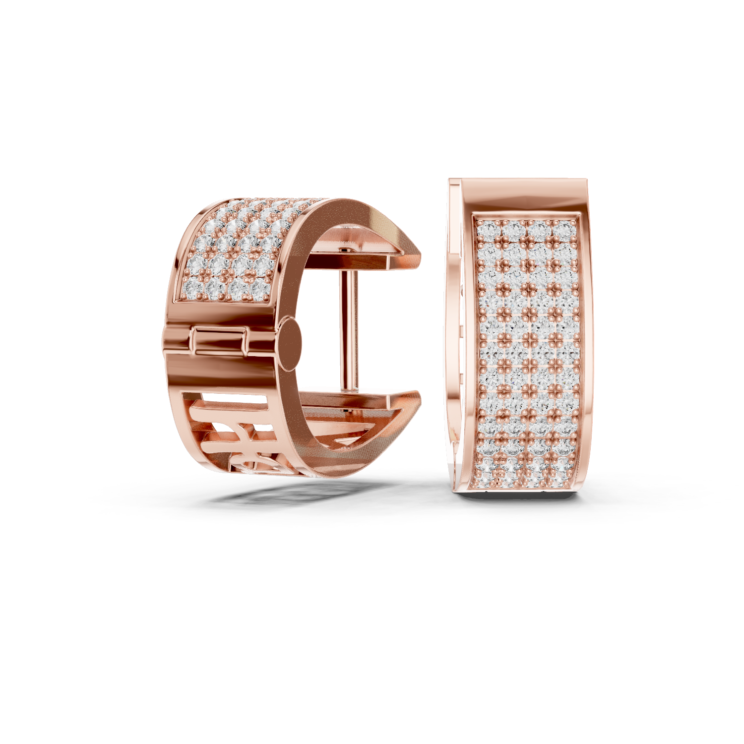 Multi Row Diamond Hoop Earrings