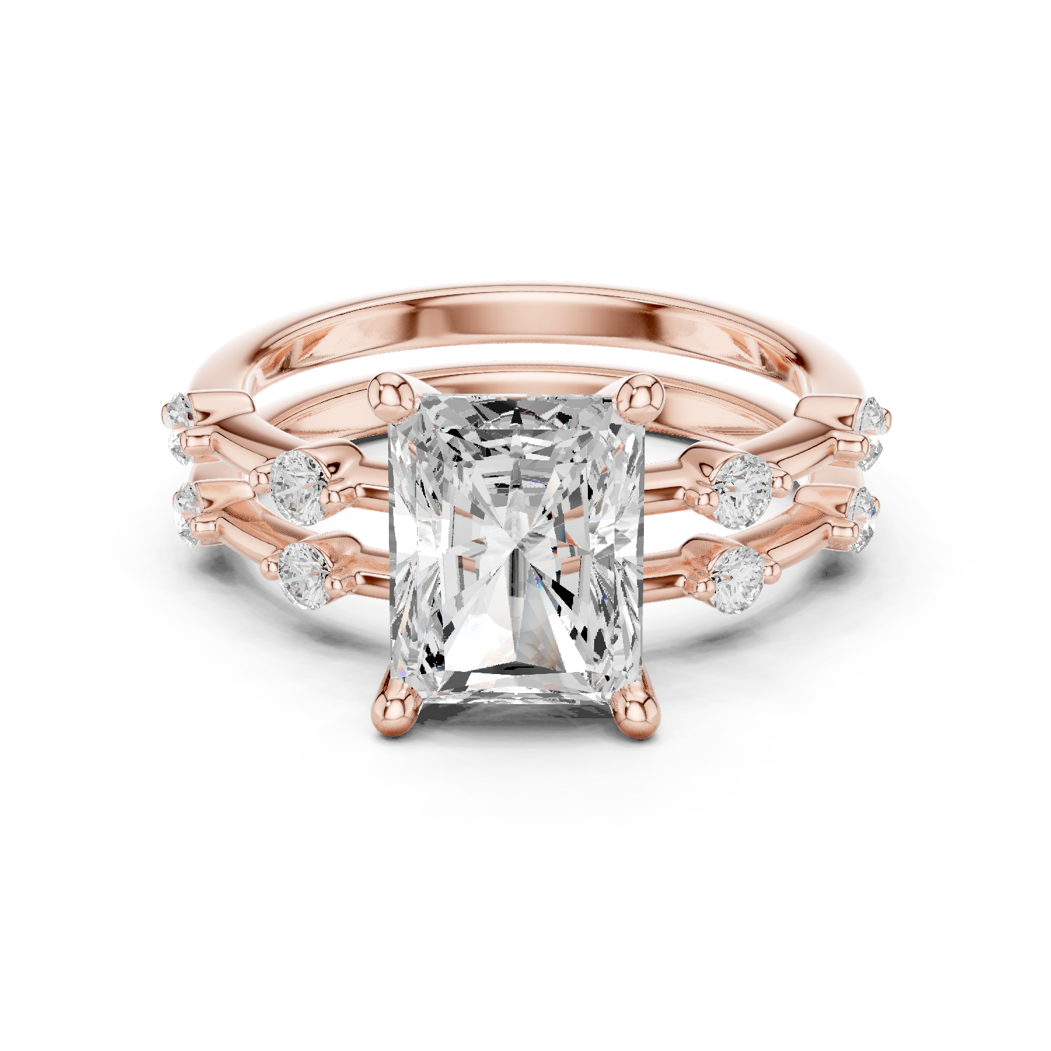 Radiant Cut Two Row Band Ring