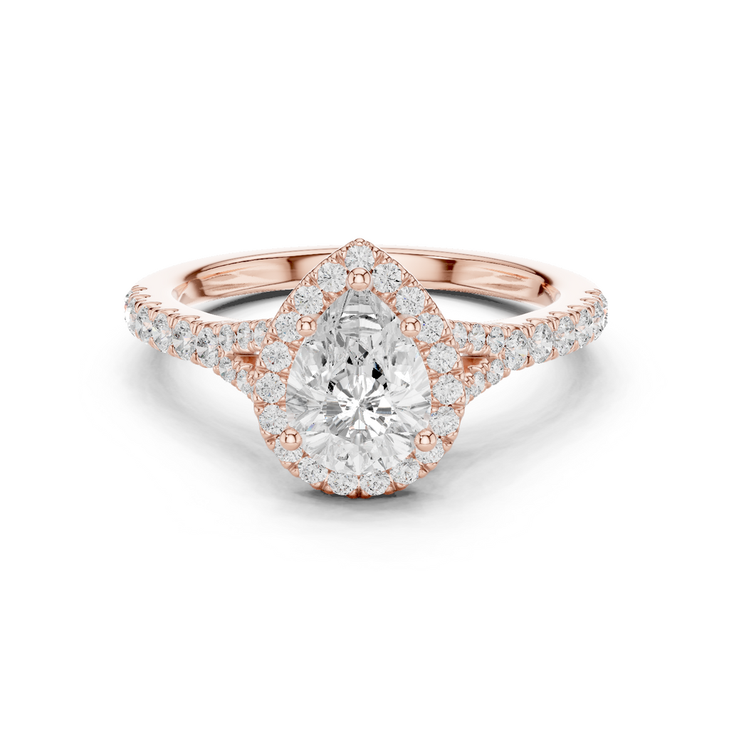 Pear Halo Diamond Ring