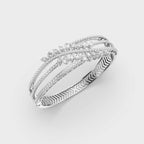 Top view of white gold leaf diamond bracelet featuring leaf-inspired marquise diamonds on triple rows – PBD Luxury Jewellery