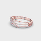 Rose gold leaf diamond bracelet side view with marquise lab-grown diamonds and triple pavé bands – PBD Luxury Jewellery