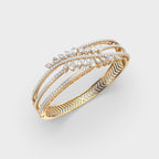 Yellow gold leaf diamond bracelet top view showcasing marquise diamonds arranged in a leaf pattern – PBD Luxury Jewellery