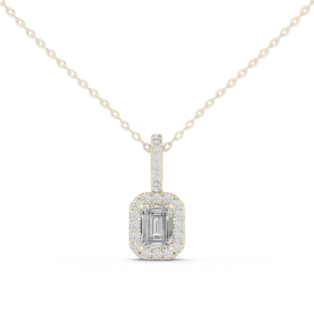 Emerald Halo Diamond Pendant
