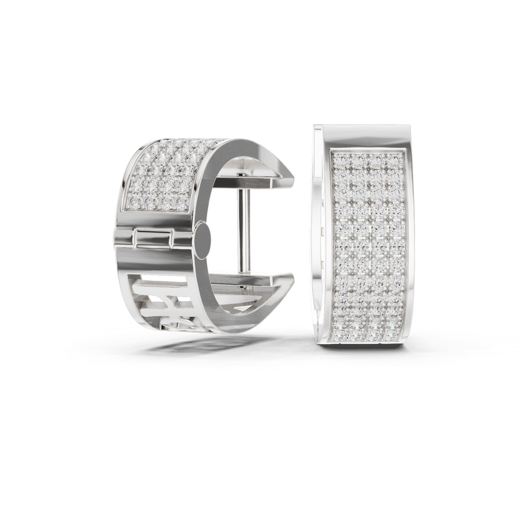Multi Row Diamond Hoop Earrings