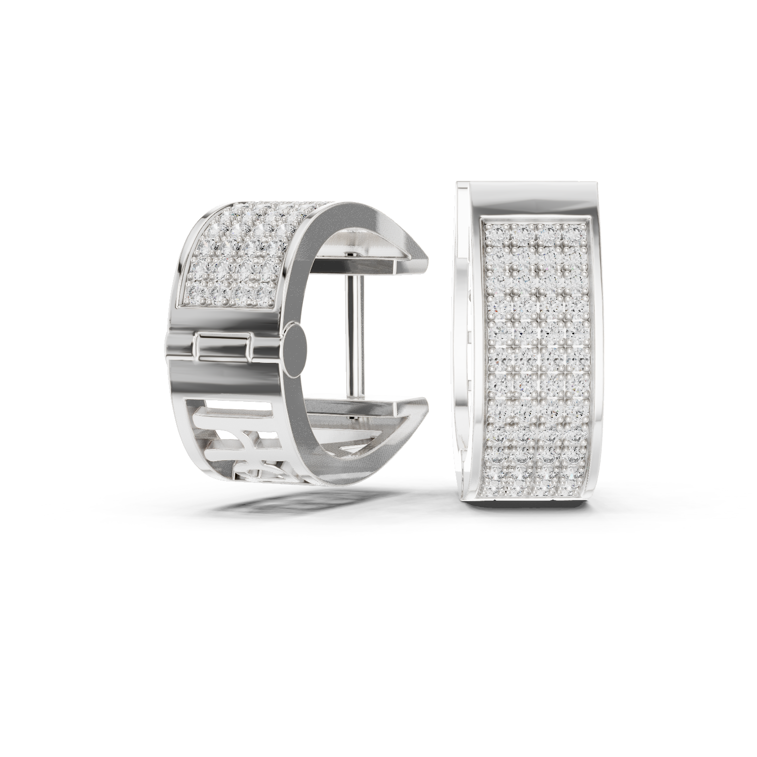 Multi Row Diamond Hoop Earrings