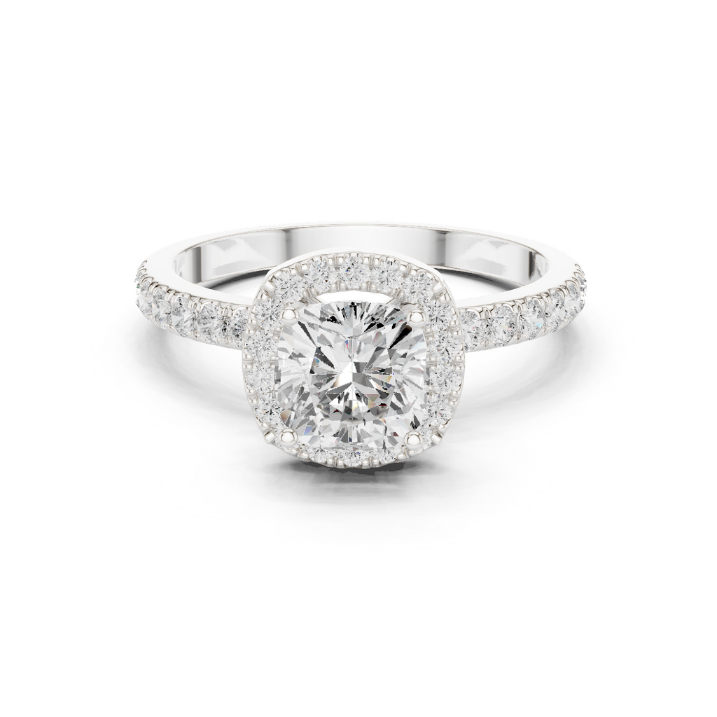 Cushion Cut Halo Engagement Ring