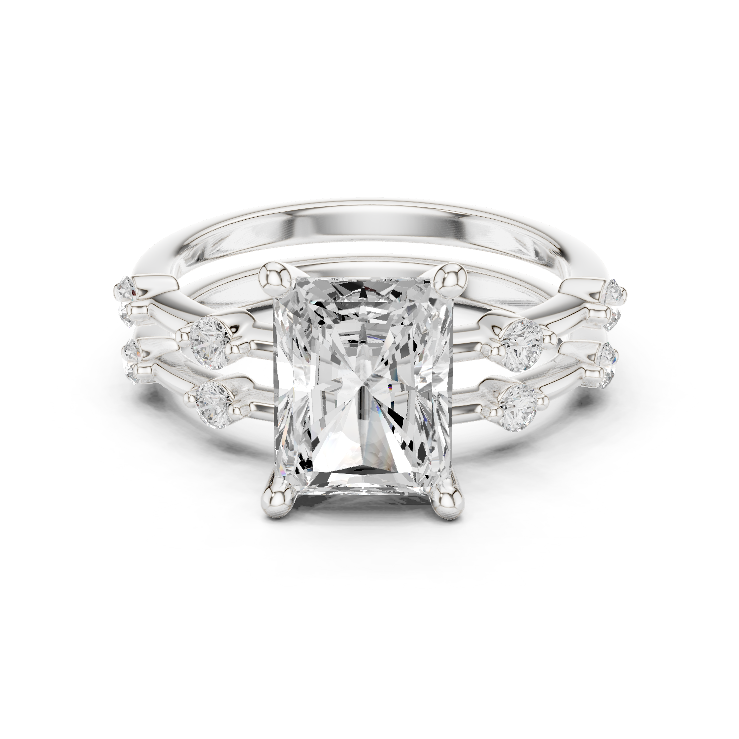 Radiant Cut Two Row Band Ring