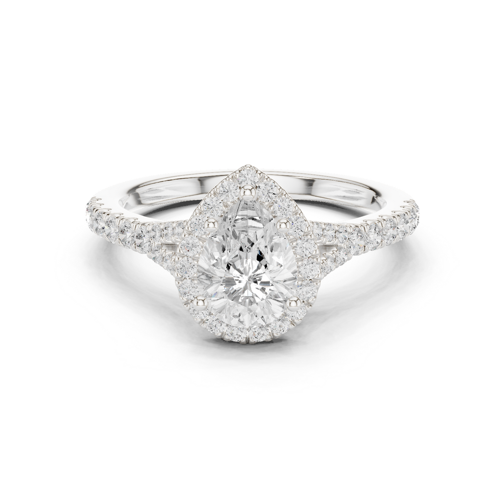 Pear Halo Diamond Ring