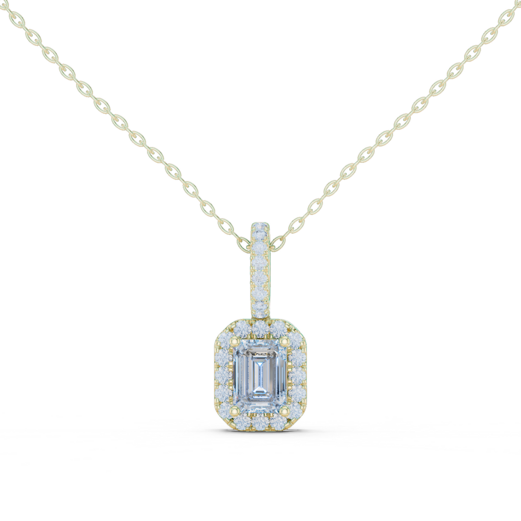 Emerald Halo Diamond Pendant