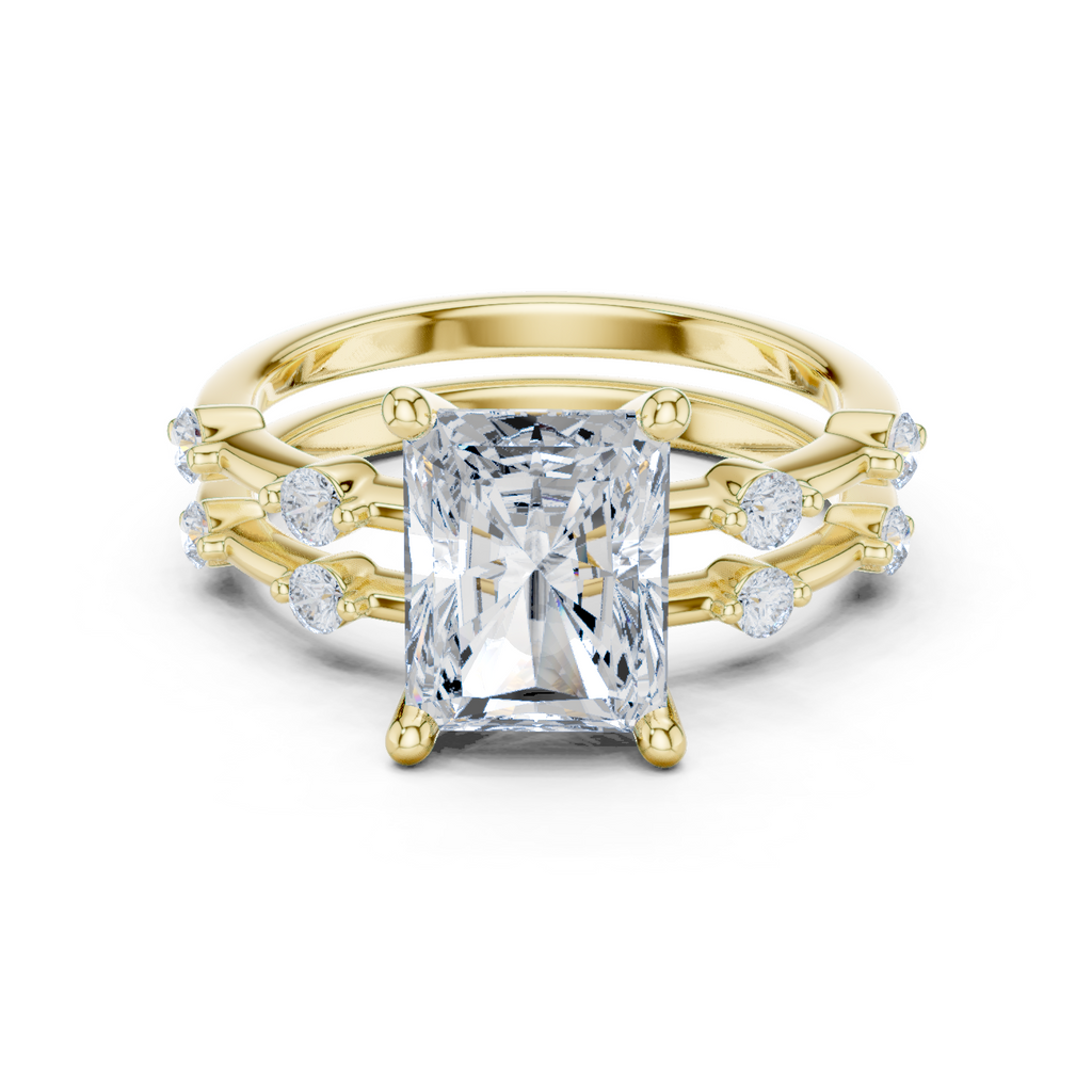 Radiant Cut Two Row Band Ring