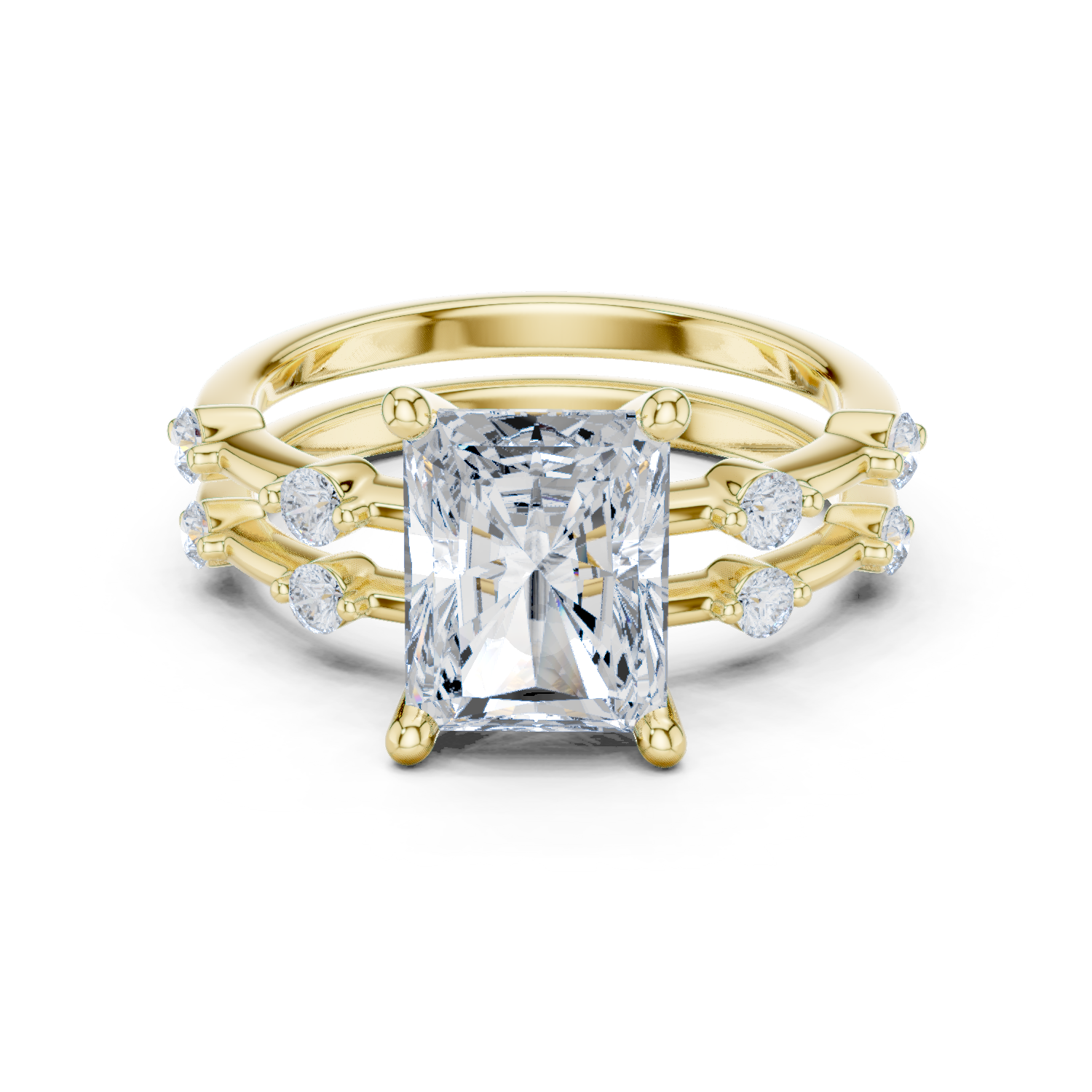 Radiant Cut Two Row Band Ring