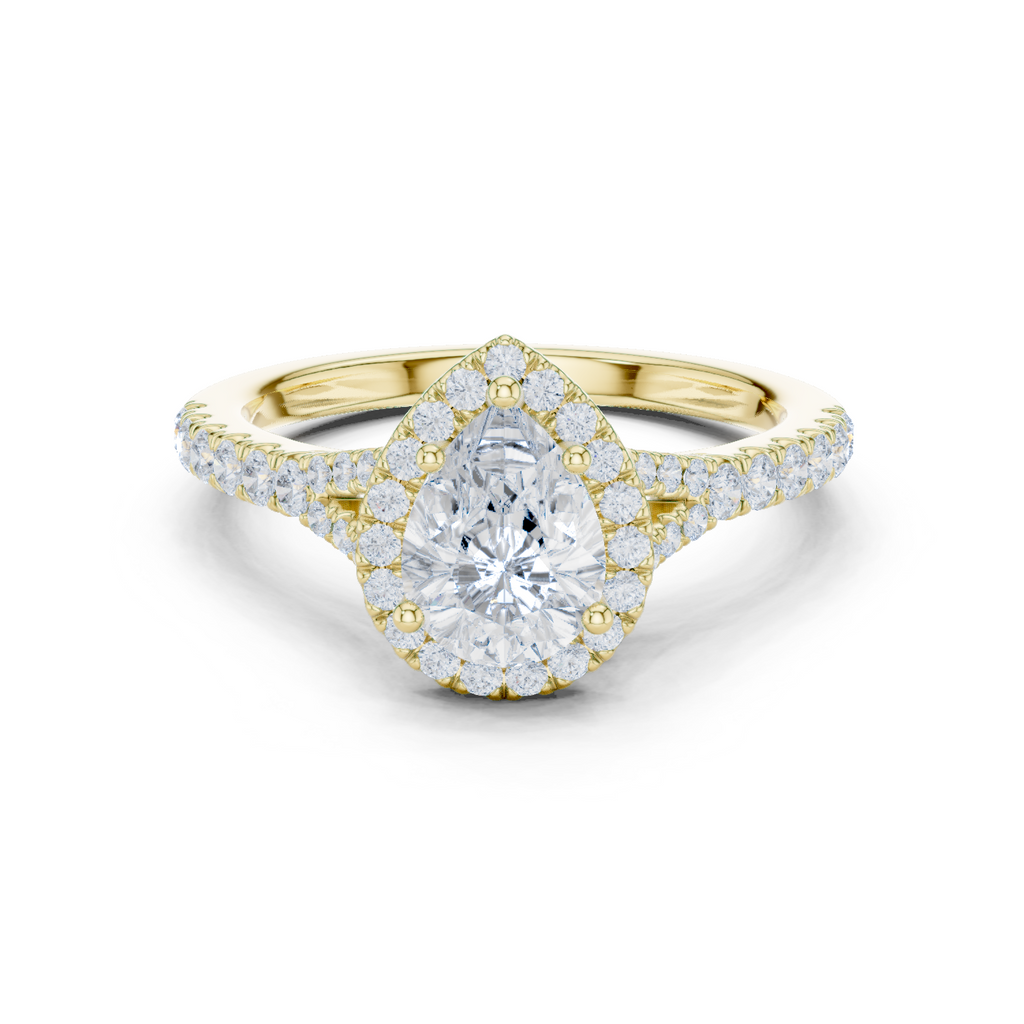 Pear Halo Diamond Ring